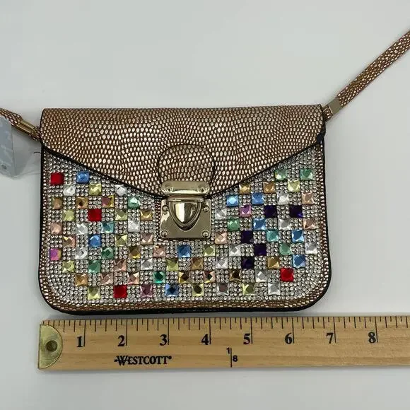 NEW LAVIVE Cross Body Rhinestone Purse Faux Leather - Picture 5 of 7